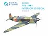 Quinta Studio QD72203 Yak-1 3D-Printed & coloured Interior on decal paper (Zvezda) 1/72